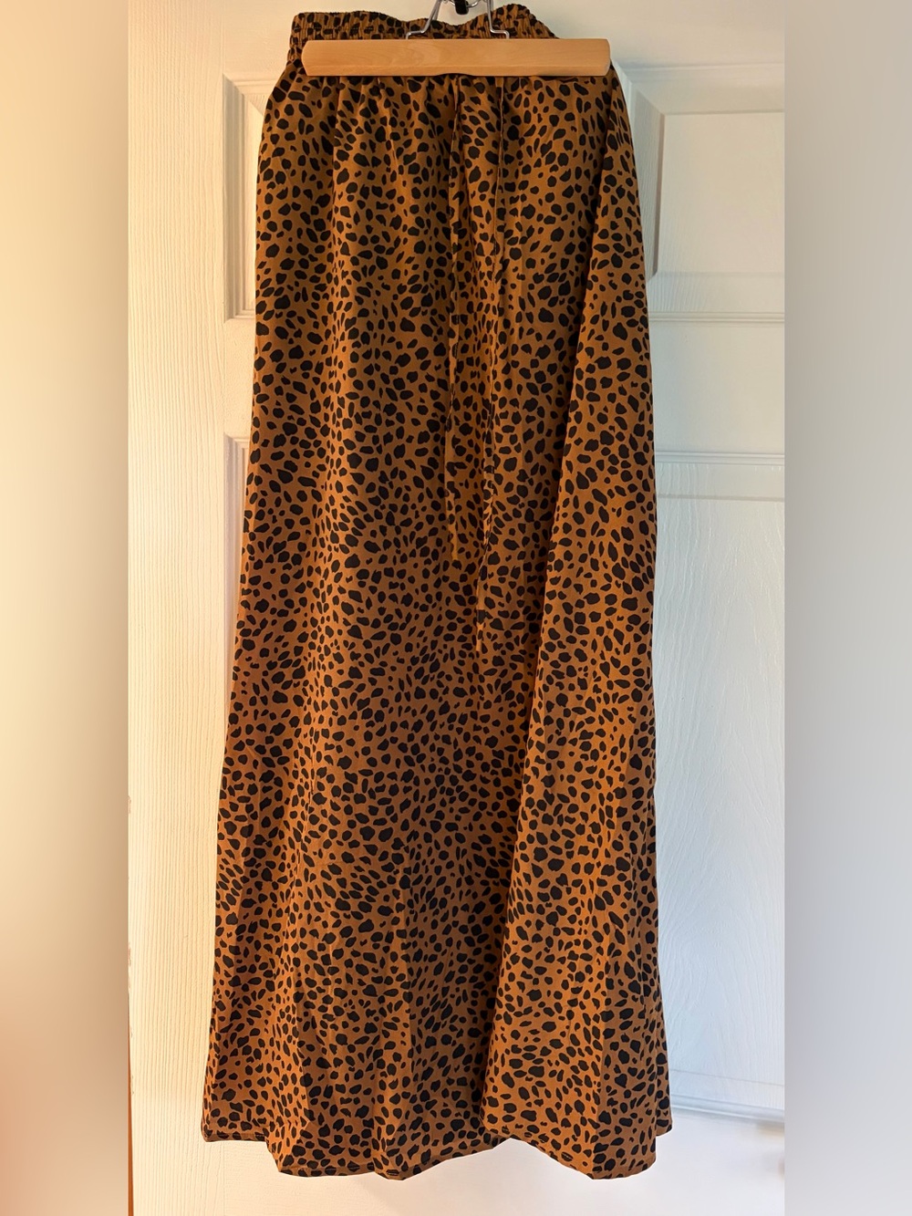 Women's Animal Print Midi Skirt in Brown and Black